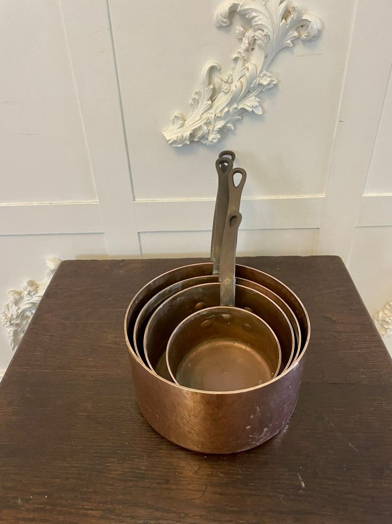 Antique 19th Century French Set of Four Copper Pans - Image 4